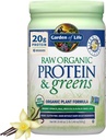 Garden of Life Raw Organic Protein & Greens Vanilla - Vegan Protein Powder for Women and Men, Plant and Pea Proteins, Greens & Probiotics, Gluten Free Low Carb Shake Made Without Dairy 20 Servings