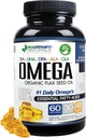 Omega 3-6-9 Blend with DPA, EPA, DHA, ALA and GLA and Organic Flax Seed Oil, Over 2,800 Milligram Strength - Gluten Free - Easy to Swallow - 60 SoftGels