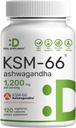KSM 66 Ashwagandha 1,200mg with Black Pepper, 120 Veggie Capsules – Extra Strength Root Extract – High Absorption – Adaptogenic Supplements for Relaxation, Energy, & Brain Health – Non-GMO