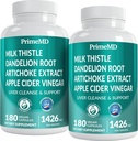 PrimeMD 32-in-1 Liver Cleanse Detox and Repair with Milk Thistle, Silymarin, Artichoke Extract, Beetroot Powder - Gallbladder Supplement with Active Liver Health Formula - 1426mg (180ct, Pack of 2)