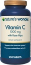 Nature's Wonder Vitamin C 1000 mg with Rose Hips Tablets for Immune Health, 250 Servings, 250 count