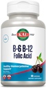 KAL Vitamin B-6 B-12 Folic Acid Supplement, B Vitamins for Healthy Energy, Heart & Red Blood Cell Support, w/Vitamin B12 Methylcobalamin and Folate, Natural Cherry, Gluten Free, 60 Serv, 60 Lozenges