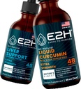 E2H: Liver Support Supplement and Liquid Turmeric Curcumin | Vegan, Non-GMO - 2 Fl Oz Each (4 Fl Oz Total) - Bundle