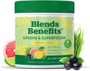 360 Nutrition Blends with Benefits Super Greens Powder w/Probiotics, Digestive Enzymes, Sugar & Gluten Free, Plant Based Superfood Drink Mix for Gut Health, Bloating, Immunity, Overall Health, 6.35 oz