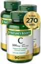 Nature's Bounty Vitamin C Supplement with Rose HIPS, Supports Immune Health, 500 mg Tablets, 500 mg, 90 Count, Pack of 3