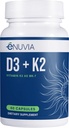 D3+K2 - Vitamin D3 K2 Supplement for Women and Men - 60 Veggie Capsules - with Bioperine Black Pepper Extract - Supports Maximum Calcium Absorption and Heart and Bone Health - Made in The USA