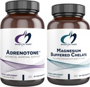 Designs for Health Magnesium + Adrenal Support Duo - Magnesium Buffered Chelate + Adrenotone Adaptogenic Herbs and Nutrients (2 Product Set)