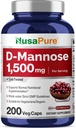 NusaPure D-Mannose 1500 mg per Serving - 200 Vegetarian Capsules (Organic, Non-GMO, Vegan)