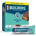 CLIF BUILDERS Protein Bars - Chocolate Mint Flavor - 20g Plant Based Protein - Gluten Free - Non-GMO - Low Glycemic - No Artificial Sweeteners - Value Pack, 2.4 oz. (12 Count)