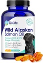 Pure Wild Alaskan Salmon Oil for Dogs, Omega 3 Fish Oil Supplement for Healthy Skin & Shiny Coat, Prevents Itchy Skin, Skin Allergies & Shedding, 120 Soft Capsules