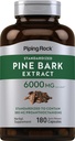 Piping Rock Pine Bark Extract Capsules | 6000 mg | 180 Capsules | Standardized Supplement | Non-GMO, Gluten Free