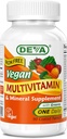 DEVA Vegan Multivitamin and Mineral Supplement - One Daily Vitamin Formula with Greens - Iron Free - 90 Coated Tablets, 1-Pack
