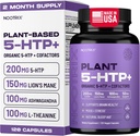 Nootrix Organic Plant 5 HTP+ Supplement | Supports Memory, Mental Focus, Cognitive Health & Energy | Promotes Healthy Mood & Brain Function | Vitamin B6 & L Theanine | 120 Capsules