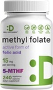 DEAL SUPPLEMENT L Methylfolate 15mg Per Serving, 240 Veggie Capsules – Active Folic Acid Form (5-MTHF), Bioavailable Methylated Folate – Prenatal, Energy, & Brain Support Supplement – Non-GMO