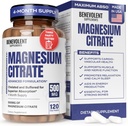 Benevolent Premium Magnesium Citrate 500mg Capsules (Citrato de Magnesio) – High Absorption Chelated & Buffered Formula for Digestion, Bone, Muscle & Sleep Support – 120 Veggie Capsules