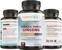 Earth's Bio Korean Red Panax Pure Certified Ginseng 1600mg-120 Vegan Capsules-High Strength 5% Ginsenosides-Ginseng Root Extract for Energy,Potency, Strength, Vigor and Focus for Men and Women