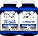 Doctor Morse's Turmeric Curcumin 1950mg & Cranberry 30000mg Bundle - Joint Support, Urinary Tract Health, and Immune Boost with BioPerine & Vitamin C, FDA-Registered, NSF-Certified 90 Capsules