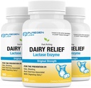Puregen Labs Dairy Relief Natural Fast Acting Lactase Enzyme 3000 FCC, Lactose Intolerance Pills | 3 Pack - 270 Caplets Total