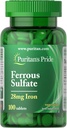 Puritan's Pride Iron Ferrous Sulfate 28 mg-100 Tablets