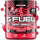 G Fuel PewDiePie Energy Drink Powder, Pre Workout Caffeine Mix for Gaming, Sugar Free Focus Amino, Vitamin + Antioxidants, 9.9oz (Lingonberry, 40 Servings)
