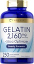 Carlyle Gelatin Capsules | 2160 mg | 250 Pills | with Silica Optimizer | Non-GMO, and Gluten Free Supplement