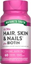 Nature's Truth Hair Skin and Nails | 60 Caplets | Plus 5,000 mcg Biotin | Non-GMO & Gluten Free Supplement