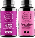 Happy Healthy Hippie Vegan Collagen Builder w/Hyaluronic Acid & Go with The Flow Hormone Balance for Women