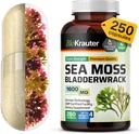 BIO KRAUTER Irish Sea Moss Capsules 1600 mg - 250 Count - Vegan Bladderwrack with Chondrus Crispus Sea Moss Supplement