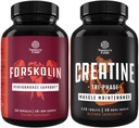 Bundle of Forskolin Weight Loss Supplement - Builds Muscle & Boosts Energy and Creatine Tablets Formula Blend of Creatine Monohydrate, HCL & Pyruvate - Muscle Mass Gain & Recovery for Men and Women