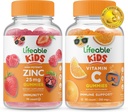 Lifeable Zinc 25mg Kids + Vitamin C Kids, Gummies Bundle - Great Tasting, Vitamin Supplement, Gluten Free, GMO Free, Chewable Gummy