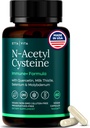 Vegan Liver Detox & Cleanse - NAC Supplement N-Acetyl Cysteine 600mg with Quercetin, Milk Thistle, Molybdenum & Selenium, N-Acetyl-Cysteine Capsules for Immune Support, Respiratory & Brain Health