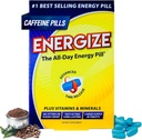 Energize Caffeine Pills - Fast Acting Energy Pill - Healthy Focus Brain Supplement - Improved Performance, Alertness, and Clarity - All Day Energy, No Jitters, No Crash - 28 Time Released Tablets