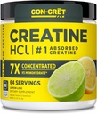 CON-CRET Creatine HCl Powder | Muscle, Cognitive, Cellular Energy Support | No Bloating or Cramps | USA Made & NSF Certified | Lemon Lime (64 Serving)