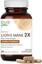 PURE ESSENCE LABS MyPure Lion's Mane 2X - Double Strength Brain Support Supplement with 100% Organic Fruiting Body Lion's Mane for Cognitive Health, Focus, Memory & Mental Clarity, 30 Capsules