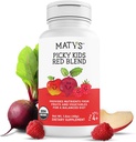 Matys Organic Picky Kids Red Blend, Fruit and Veggie Powder Supplement, Picky Eater Vitamins for Kids 4 Years +, Childrens Superfoods Powder for Meals with Berries, Beets, & Bananas, 1.6 Ounces
