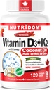 Nutridom Vitamin D3 + K2 with Coconut Oil (120 Softgels)