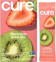 Cure Hydration Plant-Based Electrolyte Drink Mix | No Added Sugar | Dehydration Relief | Coconut Water Powder | FSA-HSA Eligible | Non-GMO, Vegan | 8 Packets – Strawberry Kiwi