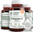 Natural Nutra Vitamin C Supplement 500 mg, Boost Immune System, Promotes Heart Health, Help Regulate Metabolism, Help Promotes Fluid Regulation and Skin Texture, Overall Body Health, 100 Vegan Tablet