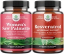 Bundle of Women's Saw Palmetto and Resveratrol Supplement - Saw Palmetto Extract Capsules with Maca Root & Biotin for Hair Loss and AMPK Metabolic Activator for Metabolism Boost & Cellular Efficiency