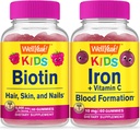 WellYeah Biotin Kids + Iron + Vitamin C Kids, Gummies Bundle - Great Tasting, Vitamin Supplement, Gluten Free, GMO Free, Chewable Gummy