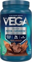 Vega Protein + Supergreens - 20g Plant-Based Protein, Chocolate, 25 Servings, Real Greens & Veggies, Vegan Keto, 0g Added Sugar, Non-GMO, Gluten Free, Dairy Free, 1.8lbs (Packaging May Vary)