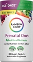 Rainbow Light Prenatal Multivitamin One + for Women | 30 Caplets | Essential Nutrition for Mom & Baby | Real Food Nutrients | with Iron, Vitamins and More