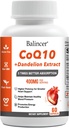CoQ10 400mg 3 Times Absorption Coenzyme Q10 Powerful-Antioxidant Supplement with Organic Dandelion Root & Black Pepper, Support Heart Health & Energy Production, 60 Veggie Capsules