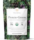 Truvani Protein + Greens Supplement | Spinach, Kale & Broccoli | 10g Organic Plant Based Protein | 20 Servings | USDA Organic | Gluten & Dairy Free | Vegan | No Added Sugar