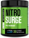 Jacked Factory NITROSURGE Pre Workout Supplement - Energy Booster, Instant Strength Gains, Clear Focus & Intense Pumps - NO Booster & Powerful Preworkout Energy Powder - 30 Servings, Blue Raspberry