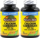 Nature's Blend Calcium Carbonate 600 mg with D3 400 IU 100 Tablets,(Pack of 2), 079854016819
