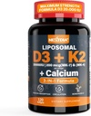 Vitamin D3 20,000 IU + Vitamin K2( MK7 )200mcg - Optimal Vitamin D3 & K2 Softgel - Strong Bones & Muscle, Calcium Absorption & Immune Support, Helping Vitamin D Deficiencies, Easy to Swallow, Non GMO