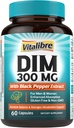 DIM Supplement for Women & Men, Estrogen Metabolism, Hormone Balance & Menopause Support, DIM 300 mg with Black Pepper Extract, High Absorption, 60 Capsules