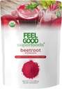 FeelGood Superfoods Fortified Organic Beetroot Powder - Nitric Oxide Booster for Cooking and Smoothies - Pure Beets with 10:1 Beet Root Extract - Supports Cardiovascular and Circulatory Health - 7 oz