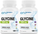 Puregen Labs Glycine 1000mg [High Potency] 100 Vegetarian Capsules, Promotes Healthy Sleep | No Harmful Additives | Non-GMO, NO Gluten and Dairy | Made in USA